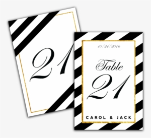 Black Stripe With Gold Accent Wedding Table Numbers - Number