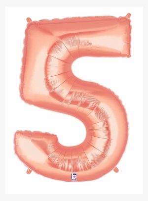 Rose Gold Number 5 Megaloon Balloon Numbers - Rose Gold Number 5 Mylar Balloon