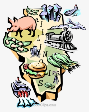 Illinois Vignette Map Royalty Free Vector Clip Art - Alabama Map Oval Ornament