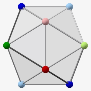 Icosahedron With Colored Vertices, 2-fold - Vertex