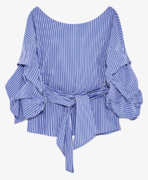 Blusa Rayas Azules De Amarrar - Zara Striped Wrap Blouse