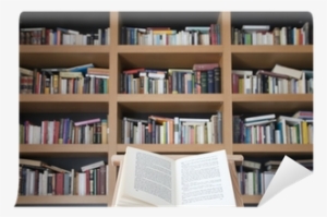 Libro Abierto Sobre Atril Con Librería De Fondo 2 Wall - Book