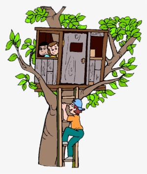 Children In Treehouse - Build A Tree House Cartoon