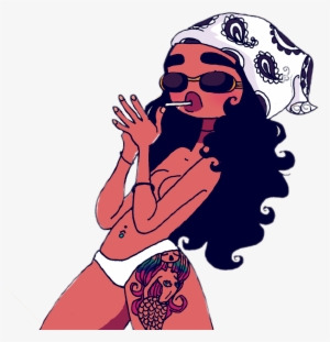 Mujer Morena Fumando Cigarrillo Anteojos Gafas Pañuelo - 90's Black Cartoons Tattoos