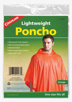 Coghlans Poncho - Orange - Rain Poncho Clear - 2000x2000 PNG Download