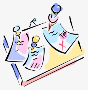 Vector Illustration Of Message Bulletin Board Or Noticeboard - Illustration