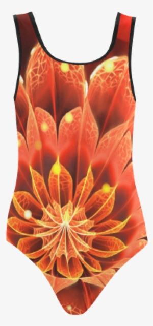 Red Dahlia Fractal Flower With Beautiful Bokeh Vest - Flame