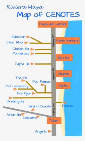 Map Of Cenotes Near Tulum Source - Map Cenotes