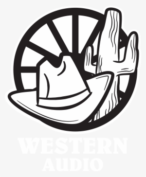 Black & White Western Audio Logo With White Text - Clip Art