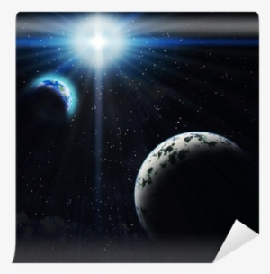 Gigant Blue Planet And Earth In Space - Planet