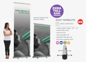 Extra Tall Retractable Banner Stands - Replacement Vinyl Banner 10ft Tall Giant Mosquito Retractable