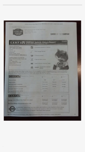 Item Specifics - Carfax Report