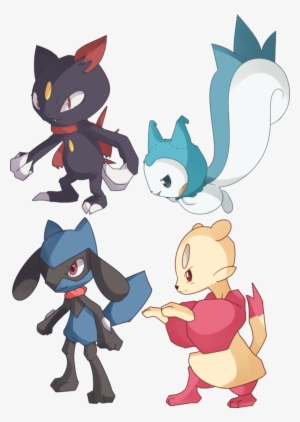 Custom Sneasel Riolu Pachirisu Mienfoo Commissions - Pachirisu And Garchomp