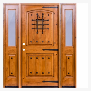 Krosswood Knotty Alder 2 Panel Top Rail Arch With V - Door Arch