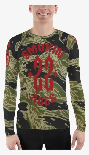 22 Smokin Aces Tiger Stripe Camo Men's Rash Guard - Rash Guard