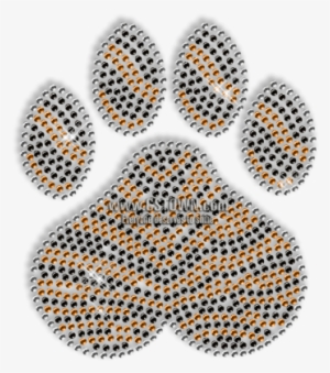 Shining Rhinestone Paw With Tiger Stripe Iron On Motif - Pet
