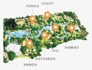 Open 12 - 00-6 - 00pm Daily - Villages Map - Polynesian Cultural Center Map