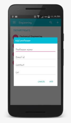 Add Professor, Options - Mobile Device