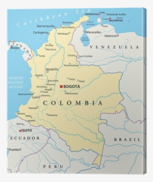 Colombia Map Canvas Print • Pixers® • We Live To Change - Art Print: Furian's Colombia Political Map, 61x46in.