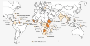 Map Showing Apc Country Offices And Other Countries - World Map Aqua