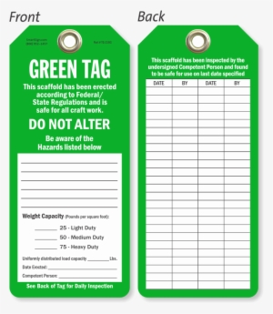 Zoom, Price, Buy - Green Tag For Scaffolding