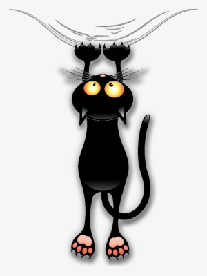 Fun Black Cat Falling - Black Cat Cartton Png