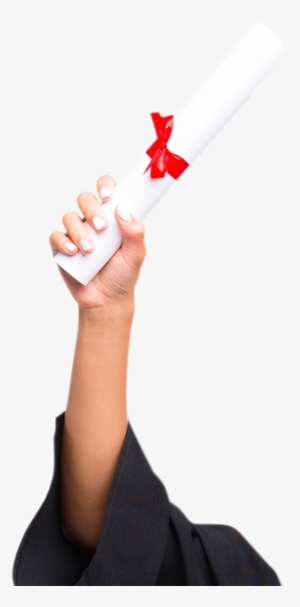 A Graduates Arm Holding Up Their Newly Acquired Diploma - Diploma In Hand Png