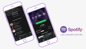 Two Colorful Slanted Iphones With Spotify Interfaces - Spotify Sessions