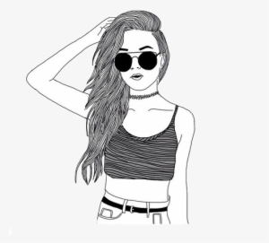 Picture Freeuse Library Bun Drawing Fancy - Drawing Of A Girl With Sunglasses