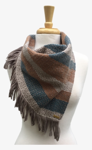 Teal, Gold And Cream Woven Bandana Scarf - Scarf
