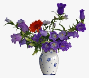 Bluflws-whitejar - Flower With Jar Png