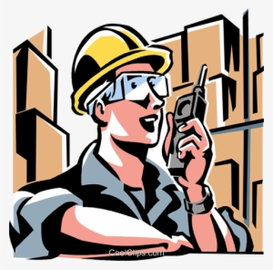 Worker Talking On A Walkie-talkie Royalty Free Vector - Talking On Walkie Talkie Clipart