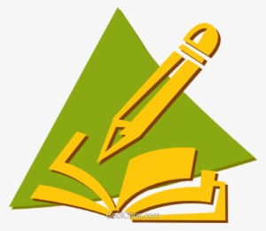 Book And Pencil Royalty Free Vector Clip Art Illustration - Livro Com Lapis Png