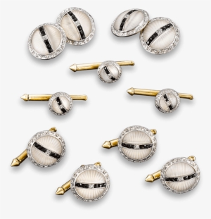 Crystal, Diamond & Onyx Cufflink And Stud Set - Cufflink Set Stud