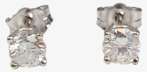 Vintage 14k White Gold .72 Ctw Diamond Stud Earrings