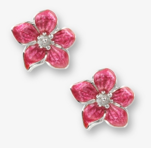 Sterling Silver Violet Flower Stud Earrings-pink - Earring With Transparent Background