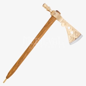 Engraved Brass Peace Pipe Tomahawk - Tomahawk