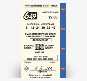 Winning Customer Receipt - Lotto 649 Ticket