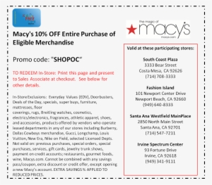 Print Macy's 10% Shopoc Offer - Macy's