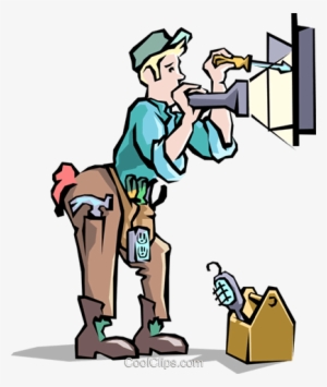 Electrician With At The Panel Royalty Free Vector Clip - No Value For Hard Work