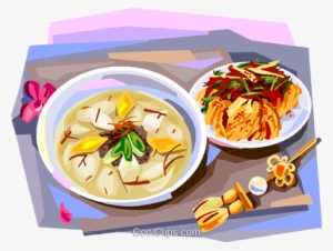 Korean Cuisine Rice-cake Soup And Kimchi Royalty Free - Korea Kimchi Clipart Png