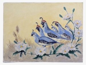 Dot Nix, Covey Of Quail June Wanderers Oil Painting - Bluebird