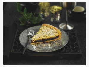 Blueberry Pie Slice With Crumble Topping On Silver - Tart
