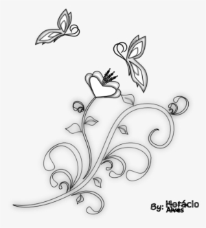 Borboletas Black White Line Art 555px - Drawing