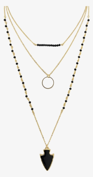 Círculo De La Flecha En Capas Collar Perlas Negro Mykqzuy - Cheap Women Necklace Arrow Circle Beads Layered Necklace