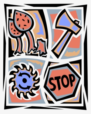 Vector Illustration Of Forestry Management Lumber And