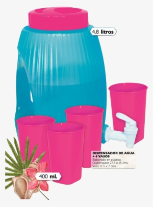 Kit Dispensador De Agua 4 Vasos - Water Bottle