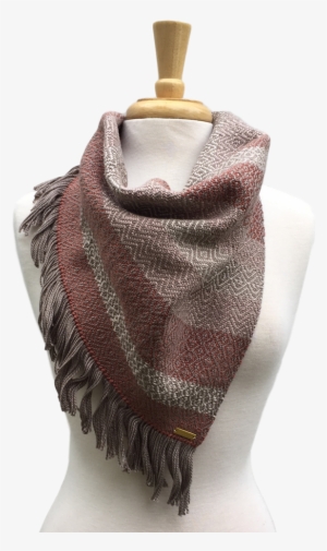 Pink, Cream And Taupe Woven Bandana Scarf - Wool