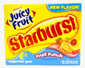 Juicy Fruit 15 Sticks Starburst Fruit Punch - Sugar Free Gum Juicy Fruit
