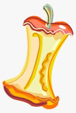 Vector Illustration Of Eaten Fruit Apple Core - Vector Graphics
